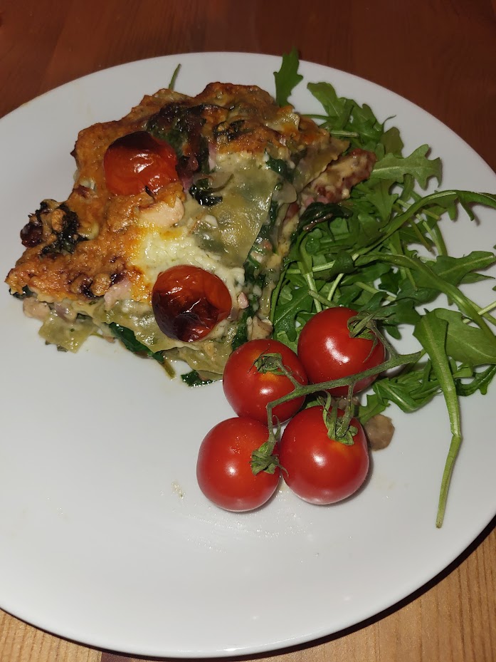 Lasagne met champignons en spinazie