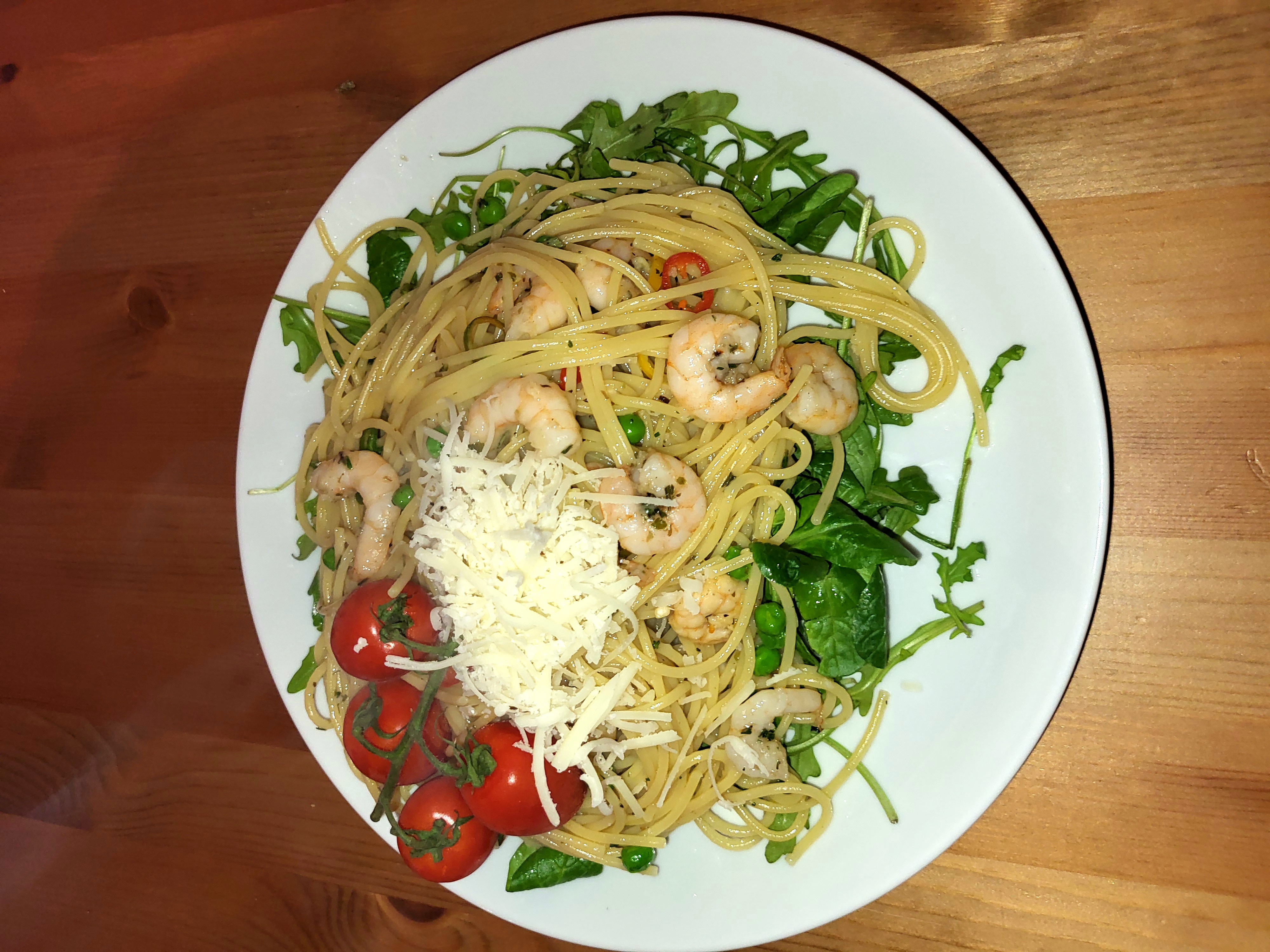 Spaghetti met knoflookgarnalen